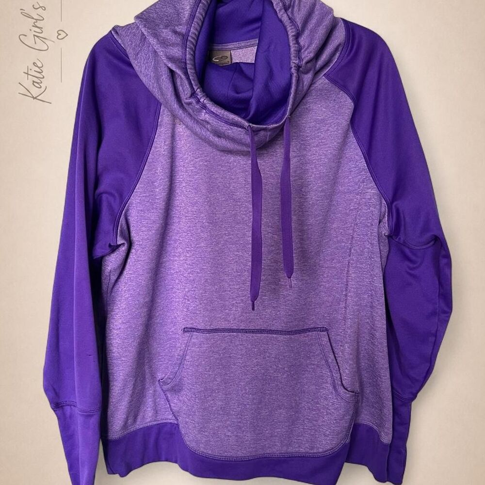 Champion Duo Dry Purple Cowl Neck Hoodie 2X Athleisure Pullover